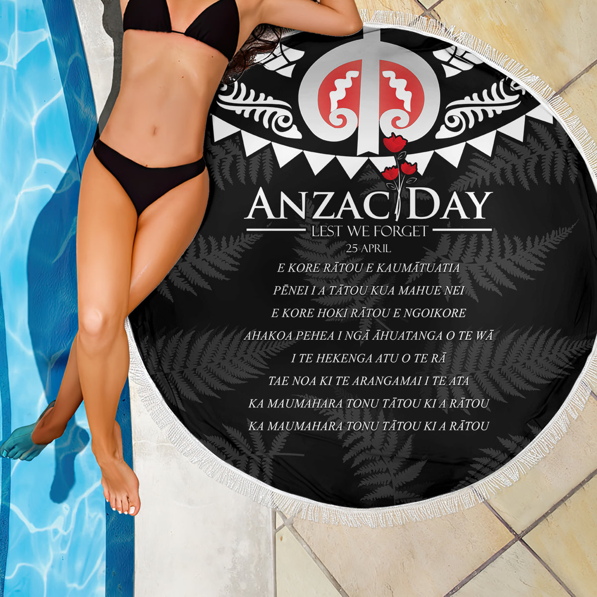New Zealand ANZAC Day Beach Blanket Lest We Forget Haka Dance Respect LT03 - Polynesian Pride