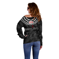 New Zealand ANZAC Day Off Shoulder Sweater Lest We Forget Haka Dance Respect LT03 - Polynesian Pride