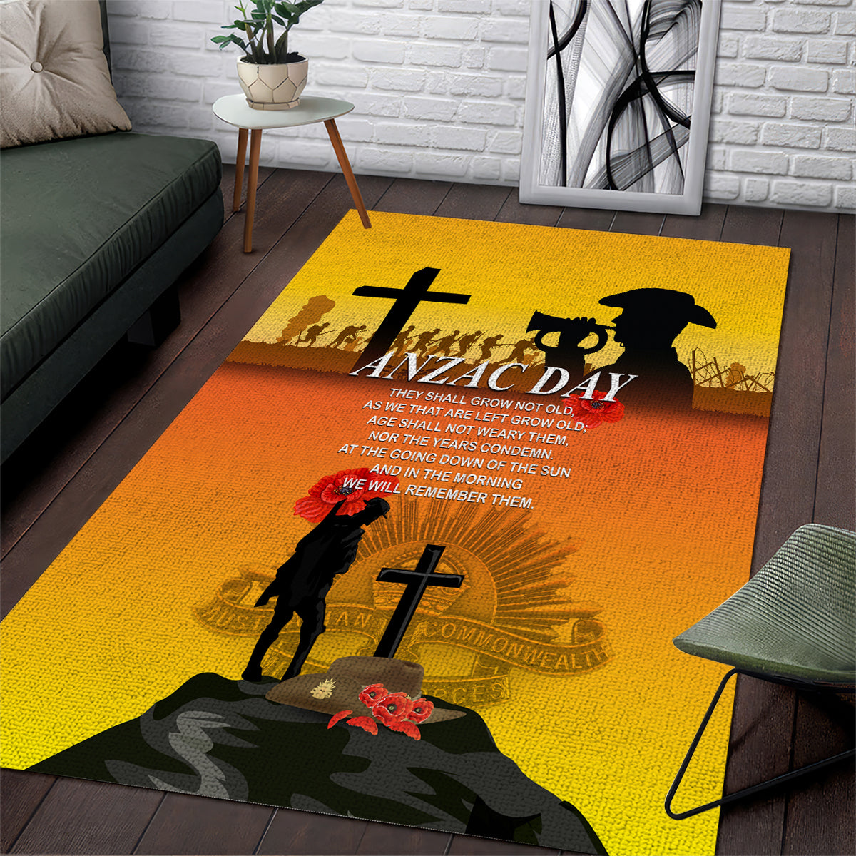 New Zealand and Australia ANZAC Day Area Rug Gallipoli Lest We Forget LT03 Yellow - Polynesian Pride