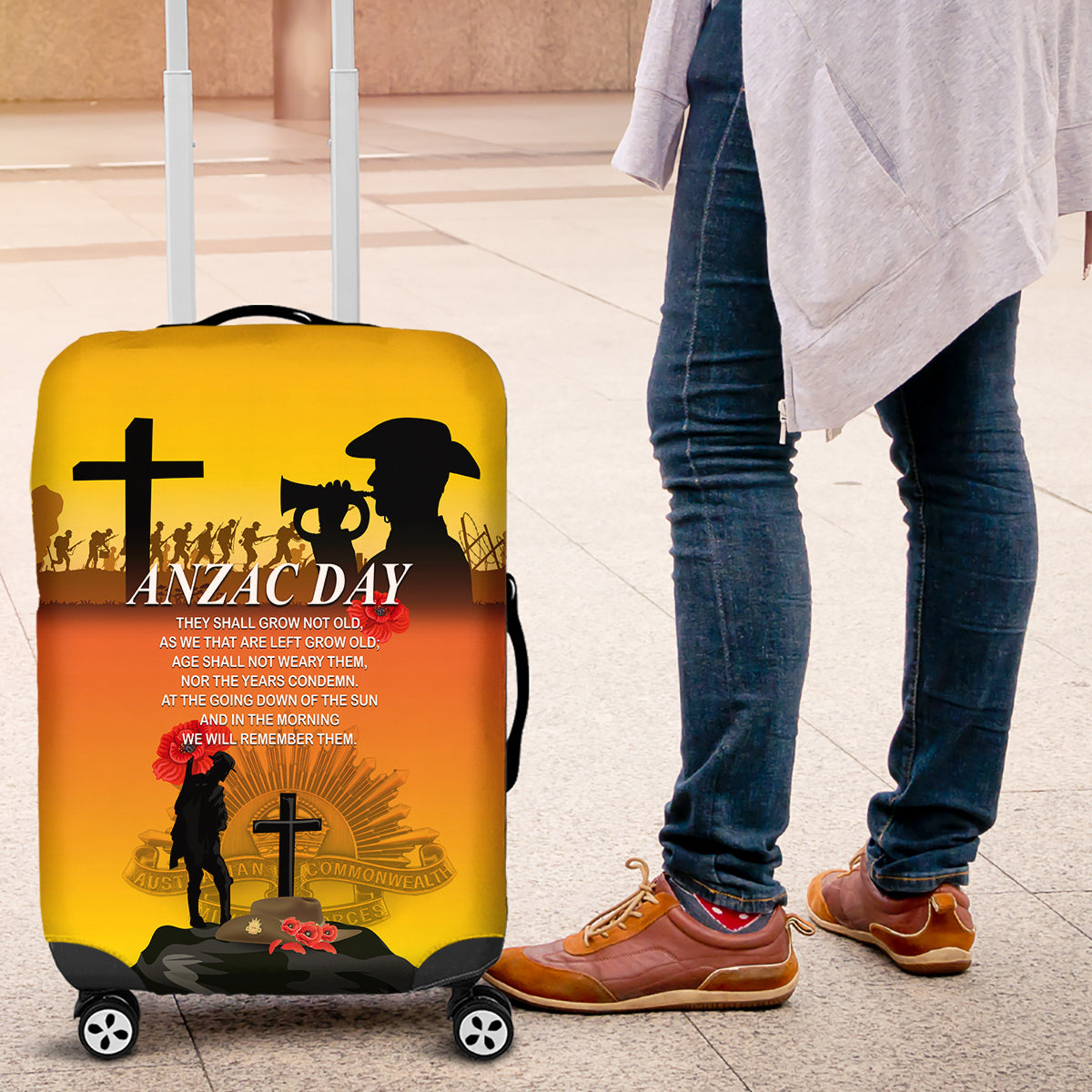 New Zealand and Australia ANZAC Day Luggage Cover Gallipoli Lest We Forget LT03 Yellow - Polynesian Pride