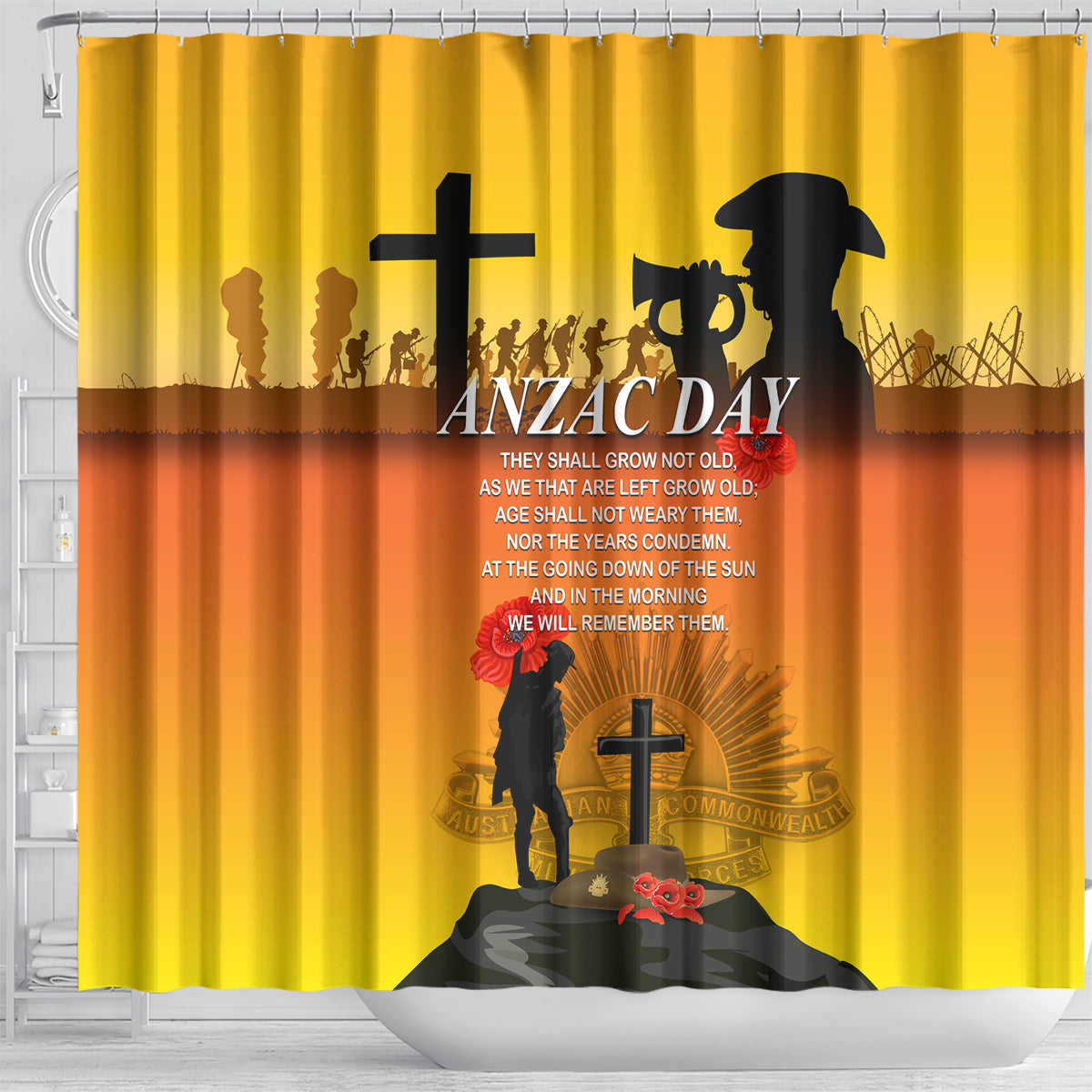 New Zealand and Australia ANZAC Day Shower Curtain Gallipoli Lest We Forget LT03 - Polynesian Pride
