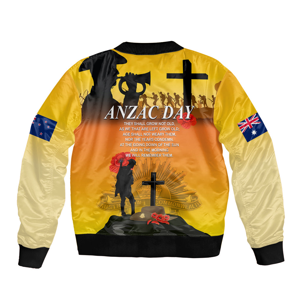 New Zealand and Australia ANZAC Day Sleeve Zip Bomber Jacket Gallipoli Lest We Forget LT03 - Polynesian Pride