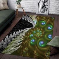New Zealand Area Rug Koru Abstract Art and Silver Fern Maori Pattern