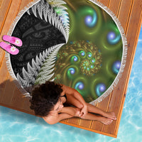 New Zealand Beach Blanket Koru Abstract Art and Silver Fern Maori Pattern