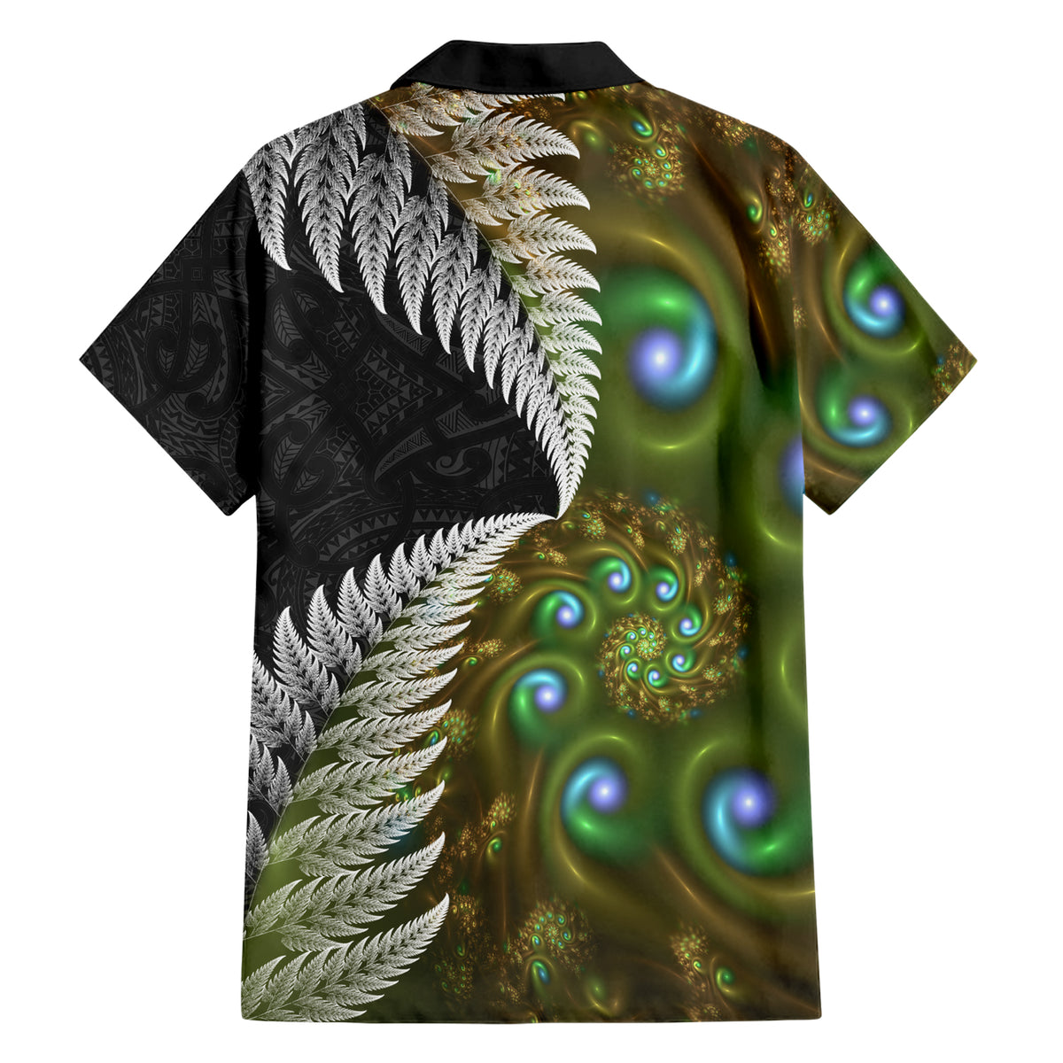 New Zealand Hawaiian Shirt Koru Abstract Art and Silver Fern Maori Pattern LT03 - Polynesian Pride