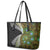 New Zealand Leather Tote Bag Koru Abstract Art and Silver Fern Maori Pattern