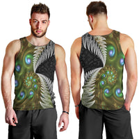 New Zealand Men Tank Top Koru Abstract Art and Silver Fern Maori Pattern LT03 - Polynesian Pride