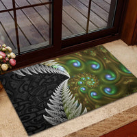 New Zealand Rubber Doormat Koru Abstract Art and Silver Fern Maori Pattern