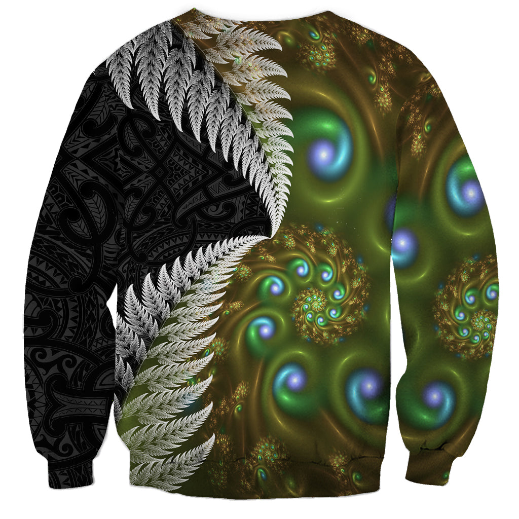 New Zealand Sweatshirt Koru Abstract Art and Silver Fern Maori Pattern LT03 - Polynesian Pride