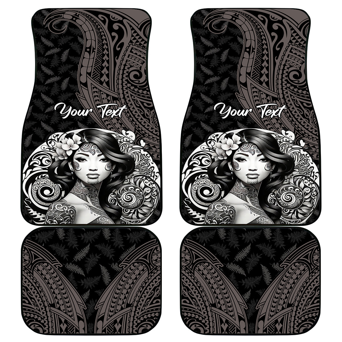 Custom New Zealand Women's Day Car Mats Maori Tribal Girl and Silver Fern Pattern