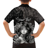 Custom New Zealand Women's Day Family Matching Off Shoulder Maxi Dress and Hawaiian Shirt Maori Tribal Girl and Silver Fern Pattern LT03 - Polynesian Pride