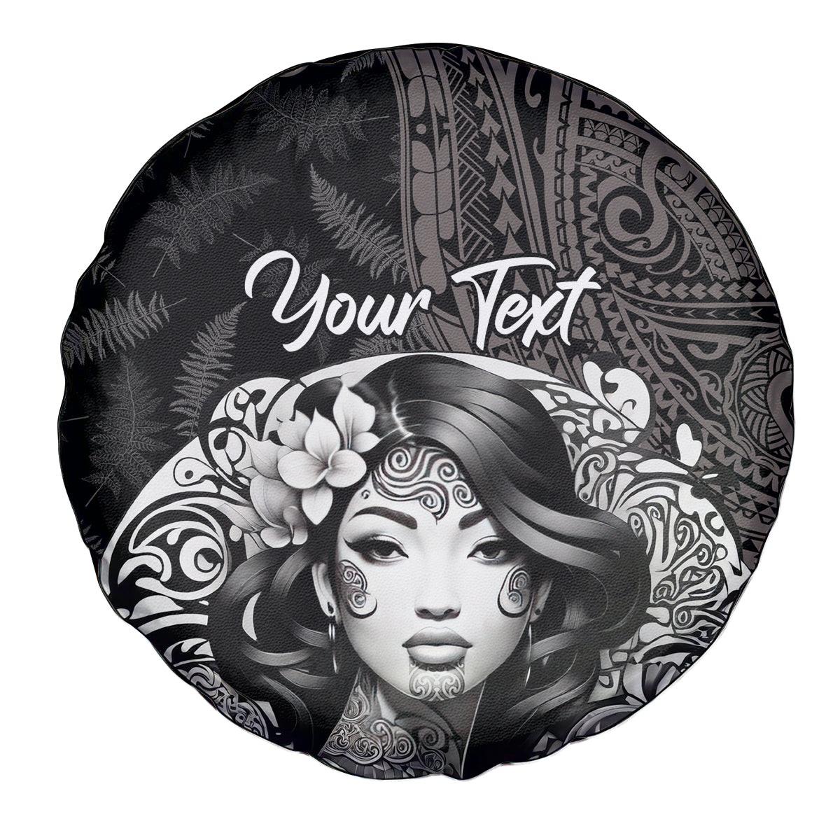 Custom New Zealand Women's Day Spare Tire Cover Maori Tribal Girl and Silver Fern Pattern