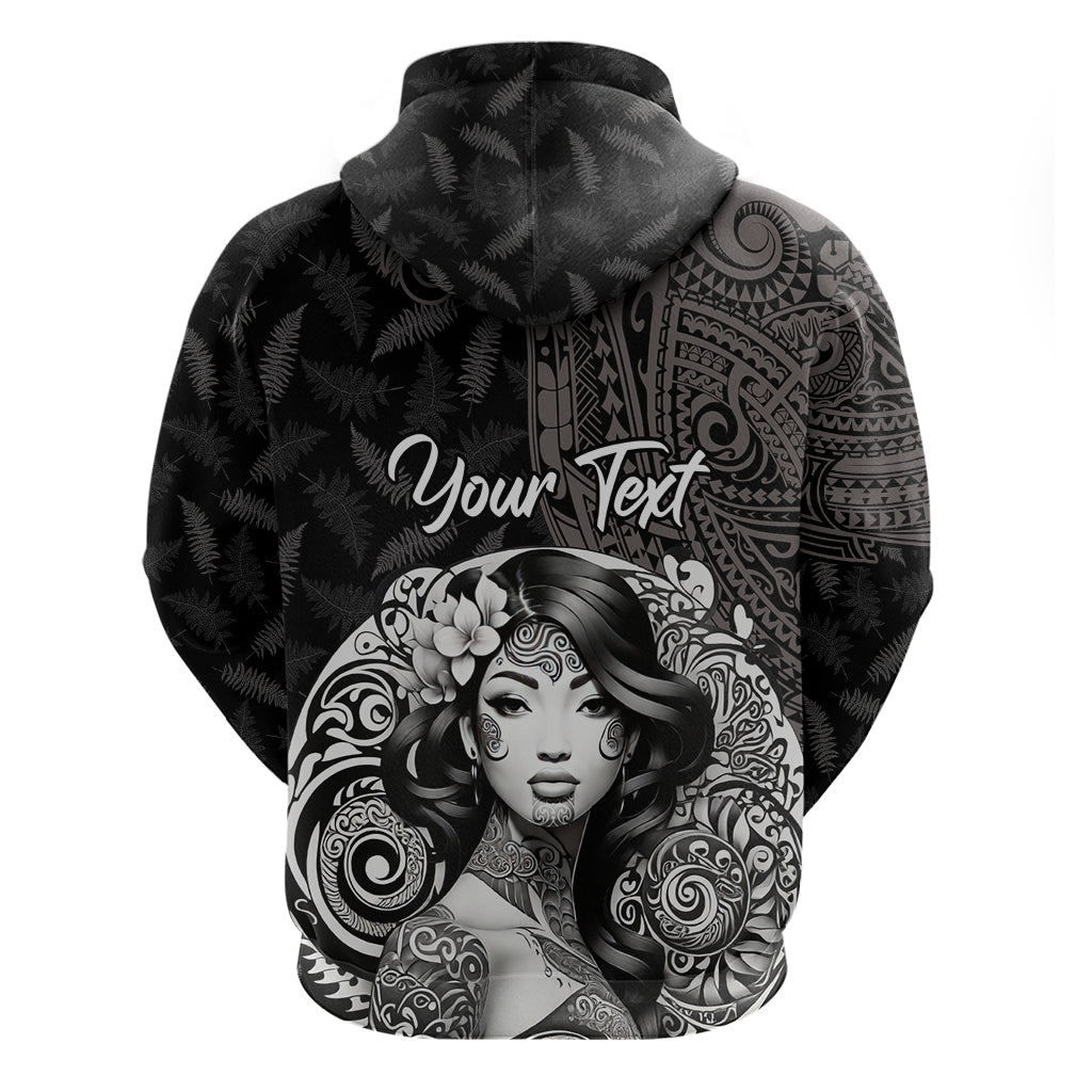Custom New Zealand Women's Day Zip Hoodie Maori Tribal Girl and Silver Fern Pattern LT03 - Polynesian Pride