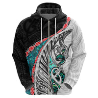 New Zealand Zip Hoodie Manaia Fern and Koru Maori Pattern LT03 - Polynesian Pride
