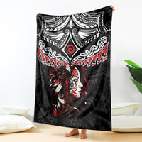New Zealand Maori Girl Blanket Silver Fern and Koru Pattern