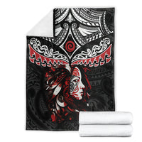 New Zealand Maori Girl Blanket Silver Fern and Koru Pattern