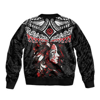 New Zealand Maori Girl Bomber Jacket Silver Fern and Koru Pattern LT03 - Polynesian Pride