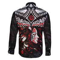 New Zealand Maori Girl Family Matching Long Sleeve Bodycon Dress and Hawaiian Shirt Silver Fern and Koru Pattern LT03 - Polynesian Pride