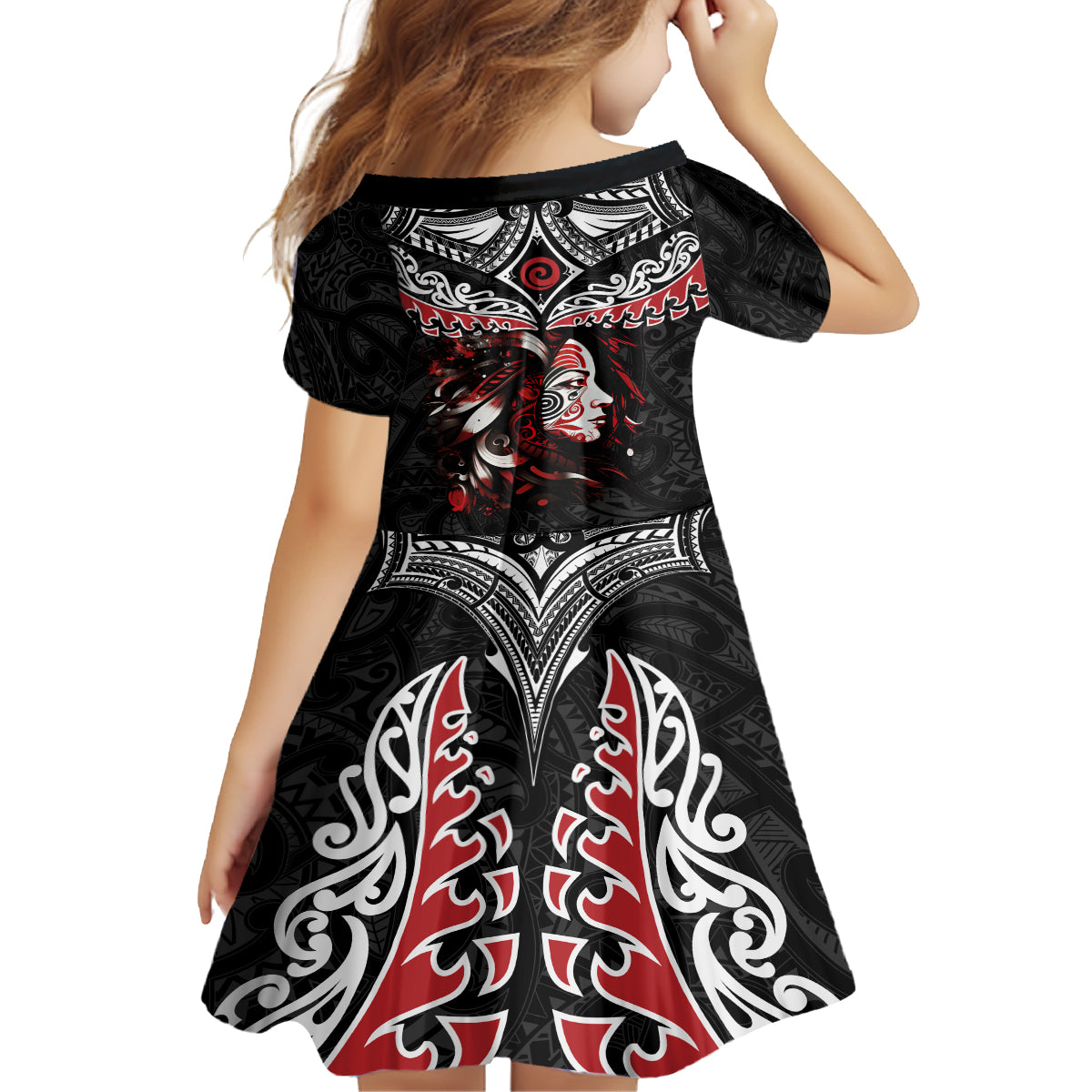 New Zealand Maori Girl Family Matching Off Shoulder Maxi Dress and Hawaiian Shirt Silver Fern and Koru Pattern LT03 - Polynesian Pride