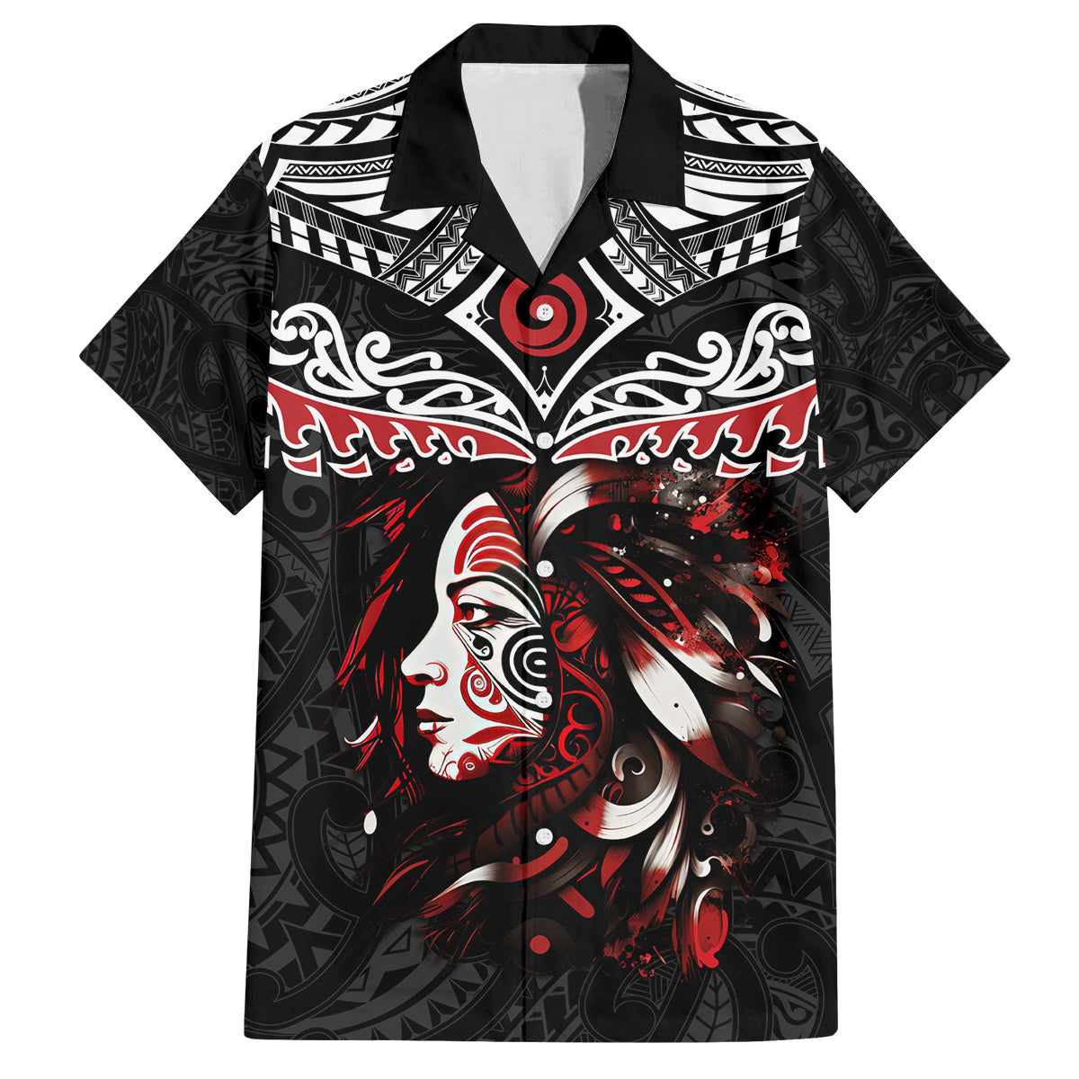New Zealand Maori Girl Family Matching Off Shoulder Short Dress and Hawaiian Shirt Silver Fern and Koru Pattern LT03 Dad's Shirt - Short Sleeve Black - Polynesian Pride