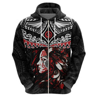 New Zealand Maori Girl Hoodie Silver Fern and Koru Pattern LT03 - Polynesian Pride