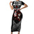 New Zealand Maori Girl Short Sleeve Bodycon Dress Silver Fern and Koru Pattern LT03 Long Dress Black - Polynesian Pride