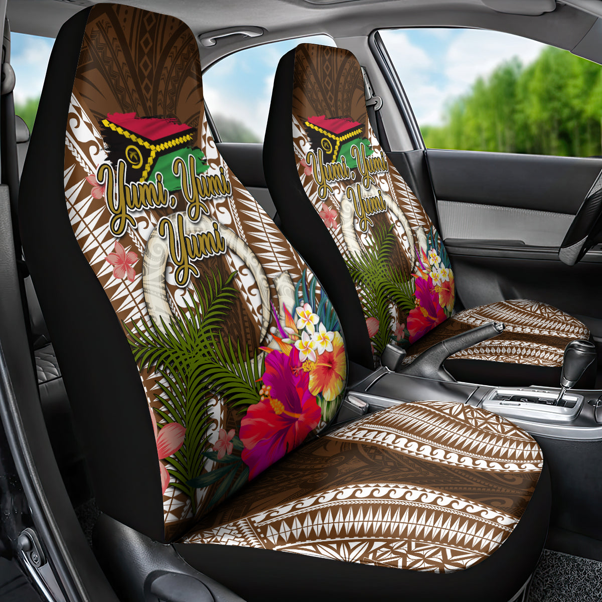 Vanuatu Selebretem 44th Indipendens Dei Car Seat Cover Yumi Pig Tusk and Namele Fern