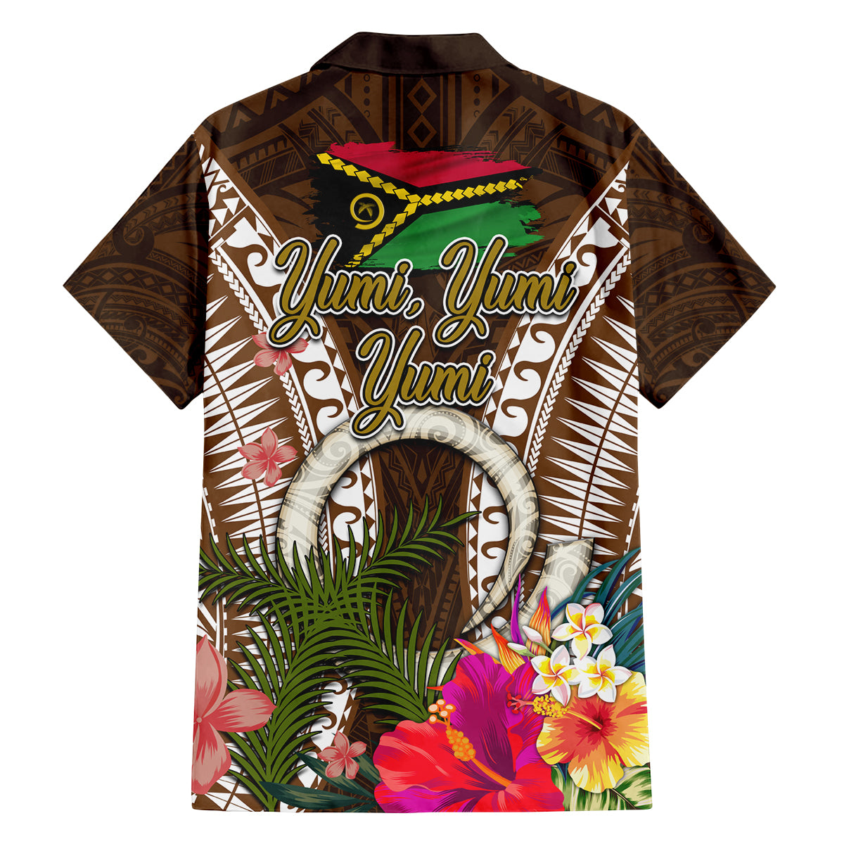 Vanuatu Selebretem 44th Indipendens Dei Family Matching Off Shoulder Maxi Dress and Hawaiian Shirt Yumi Pig Tusk and Namele Fern LT03 - Polynesian Pride
