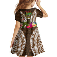 Vanuatu Selebretem 44th Indipendens Dei Family Matching Off Shoulder Short Dress and Hawaiian Shirt Yumi Pig Tusk and Namele Fern