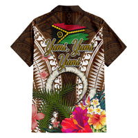 Vanuatu Selebretem 44th Indipendens Dei Family Matching Short Sleeve Bodycon Dress and Hawaiian Shirt Yumi Pig Tusk and Namele Fern LT03 - Polynesian Pride