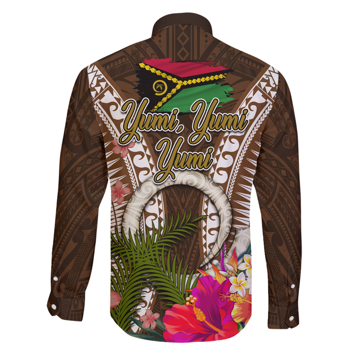 Vanuatu Selebretem 44th Indipendens Dei Family Matching Short Sleeve Bodycon Dress and Hawaiian Shirt Yumi Pig Tusk and Namele Fern LT03 - Polynesian Pride