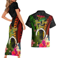Vanuatu Independence Day Couples Matching Short Sleeve Bodycon Dress and Hawaiian Shirt Tugeta Yumi Selebretem Indipendens Dei LT03 - Polynesian Pride