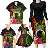 Vanuatu Independence Day Family Matching Long Sleeve Bodycon Dress and Hawaiian Shirt Tugeta Yumi Selebretem Indipendens Dei LT03 - Polynesian Pride