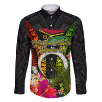 Vanuatu Independence Day Family Matching Long Sleeve Bodycon Dress and Hawaiian Shirt Tugeta Yumi Selebretem Indipendens Dei LT03 Dad's Shirt - Long Sleeve Black - Polynesian Pride