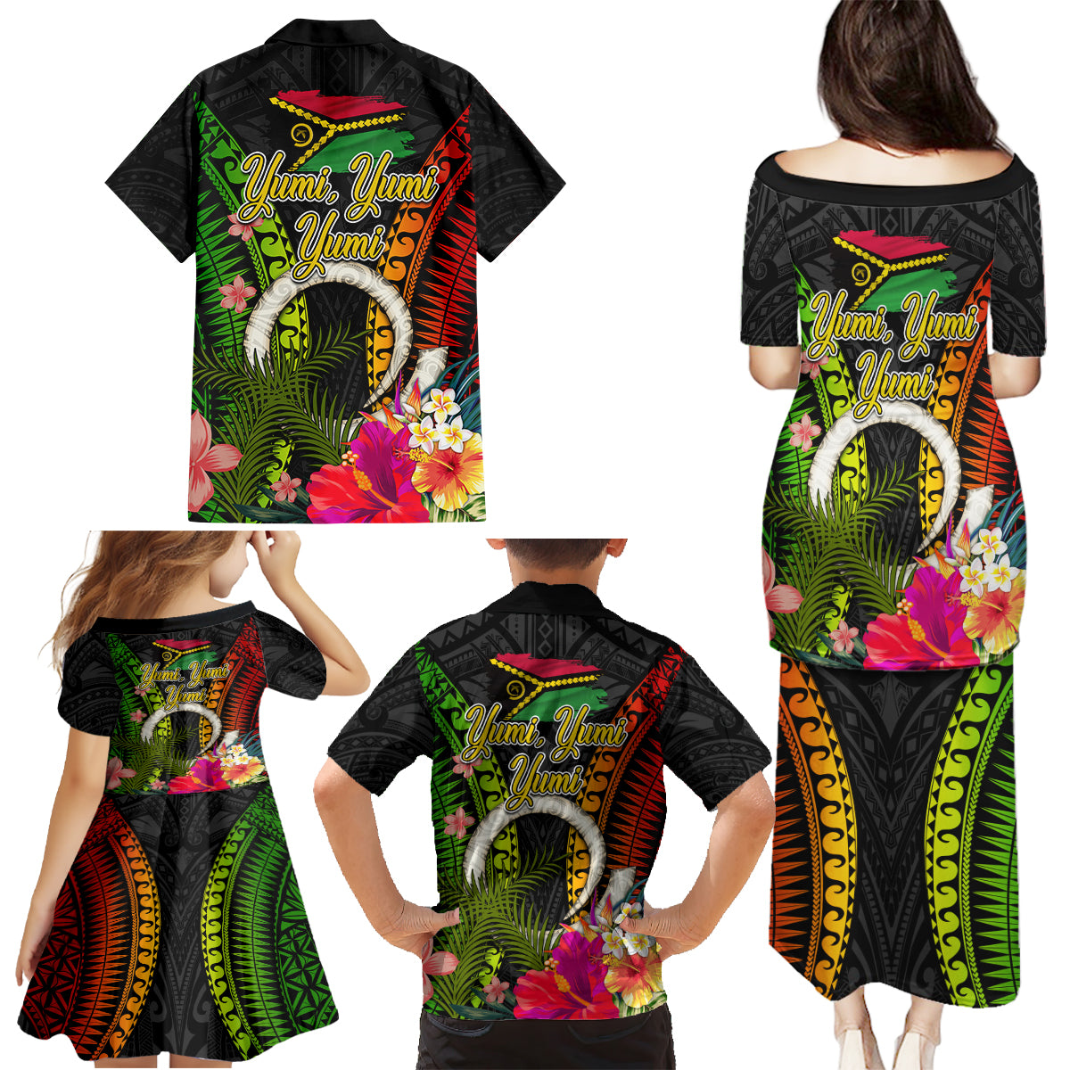 Vanuatu Independence Day Family Matching Puletasi and Hawaiian Shirt Tugeta Yumi Selebretem Indipendens Dei LT03 - Polynesian Pride