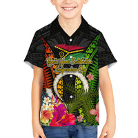 Vanuatu Independence Day Family Matching Puletasi and Hawaiian Shirt Tugeta Yumi Selebretem Indipendens Dei LT03 Son's Shirt Black - Polynesian Pride