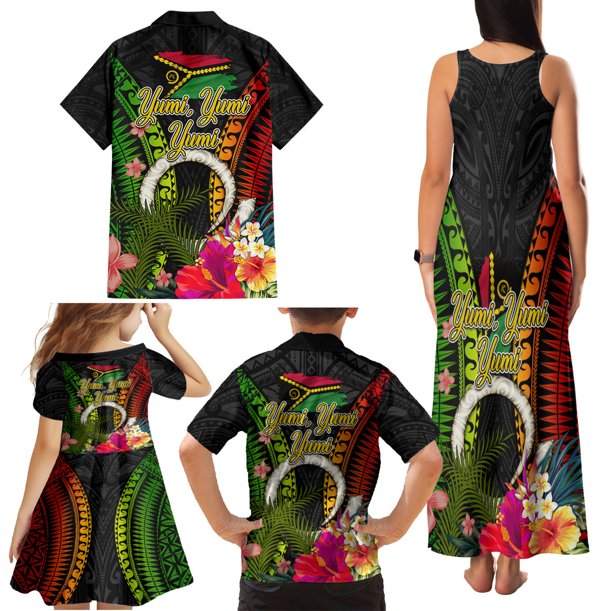 Vanuatu Independence Day Family Matching Tank Maxi Dress and Hawaiian Shirt Tugeta Yumi Selebretem Indipendens Dei