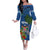 Fiji Independence Day Family Matching Off The Shoulder Long Sleeve Dress and Hawaiian Shirt Fijian Coat of Arms Palm and Hibiscus Tapa Pattern