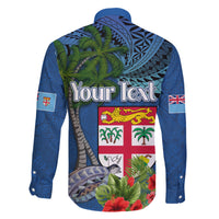 Personalised Fiji Independence Day Family Matching Short Sleeve Bodycon Dress and Hawaiian Shirt Fijian Coat of Arms Palm and Hibiscus Tapa Pattern LT03 - Polynesian Pride