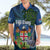 Fiji Independence Day Hawaiian Shirt Fijian Coat of Arms Palm and Hibiscus Tapa Pattern