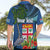 Fiji Independence Day Hawaiian Shirt Fijian Coat of Arms Palm and Hibiscus Tapa Pattern