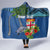 Personalised Fiji Independence Day Hooded Blanket Fijian Coat of Arms Palm and Hibiscus Tapa Pattern