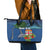 Personalised Fiji Independence Day Leather Tote Bag Fijian Coat of Arms Palm and Hibiscus Tapa Pattern