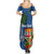 Fiji Independence Day Summer Maxi Dress Fijian Coat of Arms Palm and Hibiscus Tapa Pattern