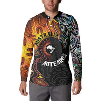 New Zealand and Australia Together Button Sweatshirt Maori Tattoo Paua Shell mix Aboriginal Pattern
