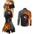New Zealand and Australia Together Couples Matching Mermaid Dress and Long Sleeve Button Shirt Maori Tattoo Paua Shell mix Aboriginal Pattern
