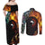 New Zealand and Australia Together Couples Matching Off Shoulder Maxi Dress and Long Sleeve Button Shirt Maori Tattoo Paua Shell mix Aboriginal Pattern