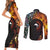 New Zealand and Australia Together Couples Matching Short Sleeve Bodycon Dress and Long Sleeve Button Shirt Maori Tattoo Paua Shell mix Aboriginal Pattern