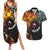 New Zealand and Australia Together Couples Matching Summer Maxi Dress and Hawaiian Shirt Maori Tattoo Paua Shell mix Aboriginal Pattern