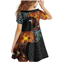 New Zealand and Australia Together Family Matching Mermaid Dress and Hawaiian Shirt Maori Tattoo Paua Shell mix Aboriginal Pattern LT03 - Polynesian Pride